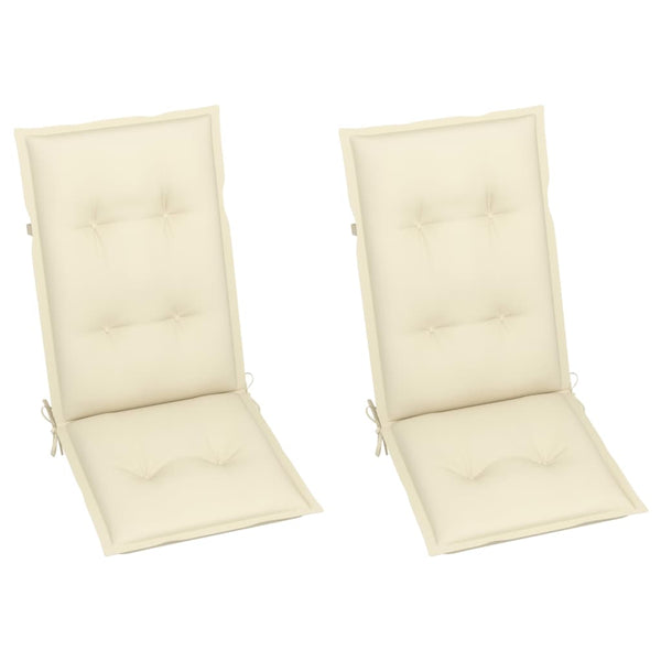 vidaXL Garden Chairs 2 pcs. with Cream White Cushions Solid Teak Wood