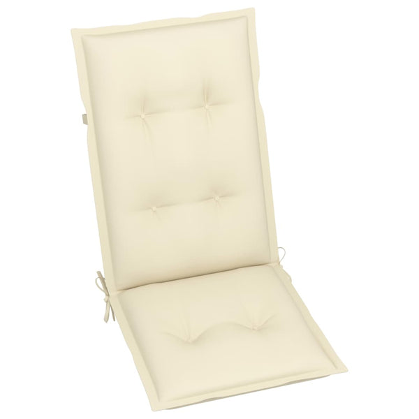 vidaXL Garden Chairs 2 pcs. with Cream White Cushions Solid Teak Wood