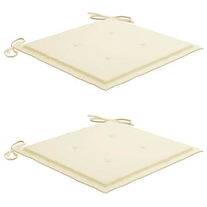 vidaXL Garden Chairs 2 pcs. with Cream White Cushions Solid Teak Wood