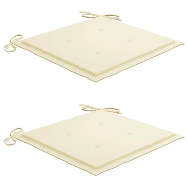 vidaXL Garden Chairs 2 pcs. with Cream White Cushions Solid Teak Wood