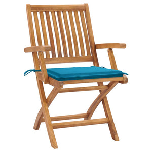 vidaXL Garden Chairs 2 pcs. with Blue Cushions Solid Teak Wood