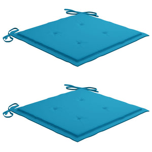vidaXL Garden Chairs 2 pcs. with Blue Cushions Solid Teak Wood