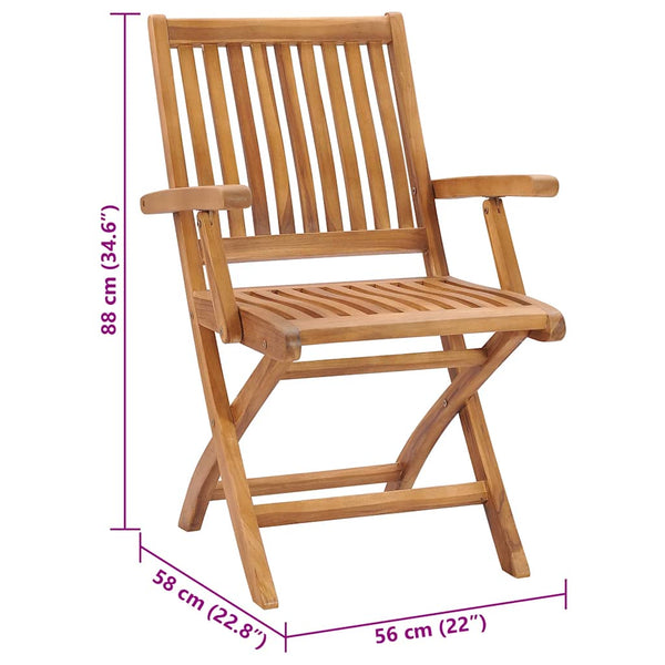 vidaXL Garden Chairs 2 pcs. with Red Cushions Solid Teakwood
