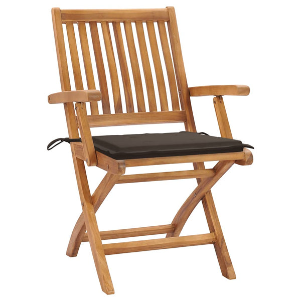 vidaXL Garden Chairs 2 pcs. with Taupe Cushions Solid Teak Wood