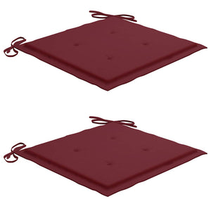 vidaXL Garden Chairs 2 pcs. with Wine Red Cushions Solid Teakwood