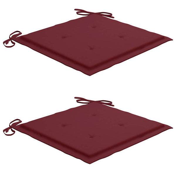 vidaXL Garden Chairs 2 pcs. with Wine Red Cushions Solid Teakwood