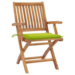 vidaXL Garden Chairs 2 pcs. with Light Green Cushions Solid Teak Wood