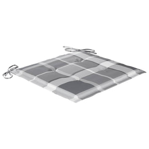 vidaXL Garden Chairs 2 pcs. Gray Plaid Cushions Solid Teak Wood