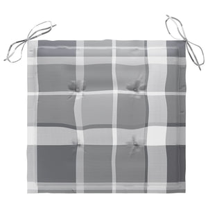 vidaXL Garden Chairs 2 pcs. Gray Plaid Cushions Solid Teak Wood