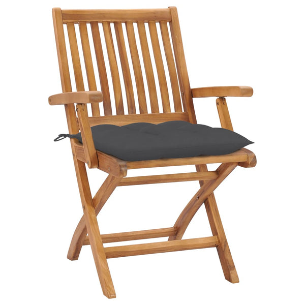 vidaXL Garden Chairs 2 pcs. with Anthracite Cushions Solid Teak Wood