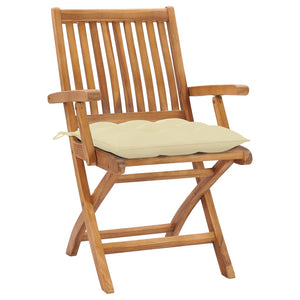 vidaXL Garden Chairs 2 pcs. with Cream White Cushions Solid Teak Wood