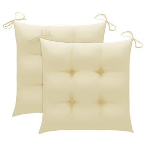 vidaXL Garden Chairs 2 pcs. with Cream White Cushions Solid Teak Wood