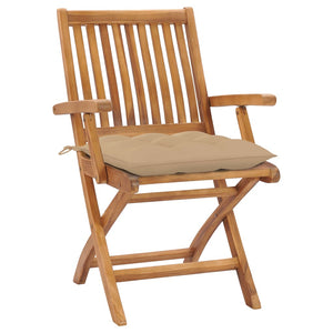 vidaXL Garden Chairs 2 pcs. with Beige Cushions Solid Teak Wood
