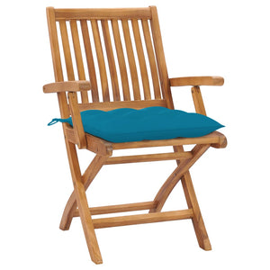 vidaXL Garden Chairs 2 pcs. with Light Blue Cushions Solid Teak Wood