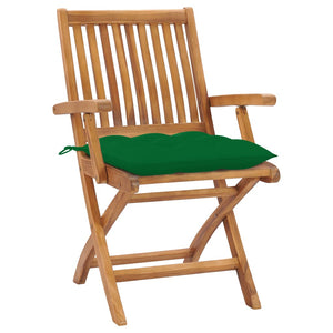 vidaXL Garden Chairs 2 pcs. with Green Cushions Solid Teak Wood