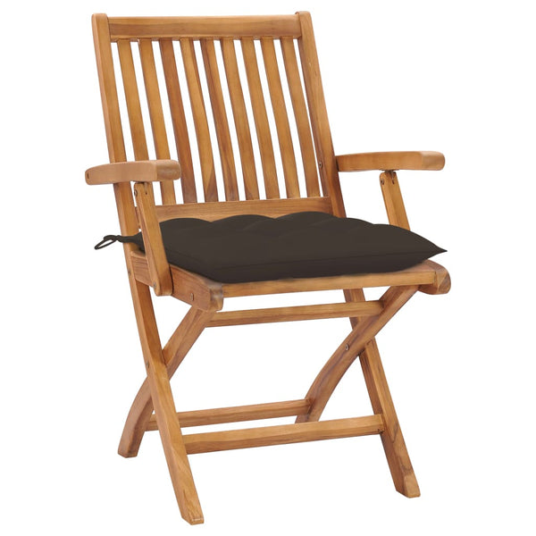 vidaXL Garden Chairs 2 pcs. with Taupe Cushions Solid Teak Wood