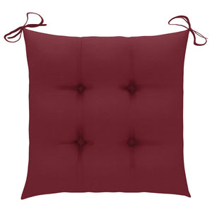 vidaXL Garden Chairs 2 pcs. with Wine Red Cushions Solid Teak Wood