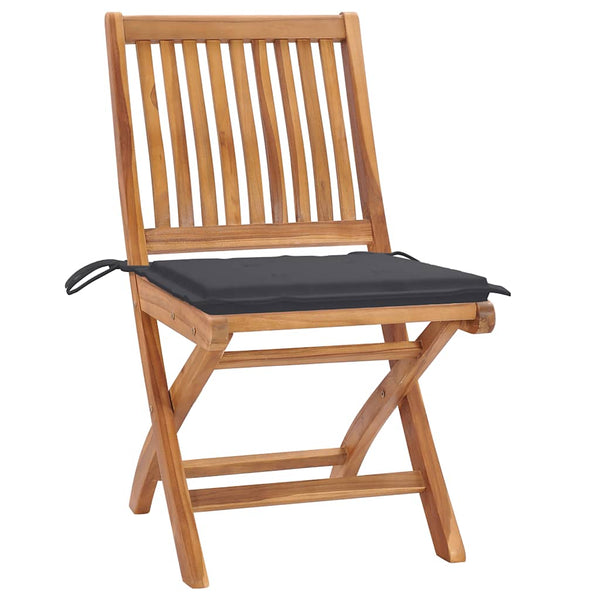 vidaXL Garden Chairs 2 pcs. with Anthracite Cushions Solid Teak Wood