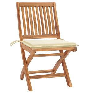 vidaXL Garden Chairs 2 pcs. with Cream Cushions Solid Teak Wood