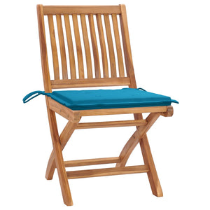 vidaXL Garden Chairs 2 pcs. with Blue Cushions Solid Teak Wood