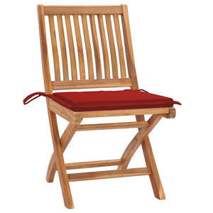 vidaXL Garden Chairs 2 pcs. with Red Cushions Solid Teakwood