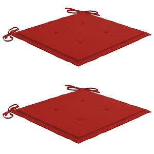 vidaXL Garden Chairs 2 pcs. with Red Cushions Solid Teakwood