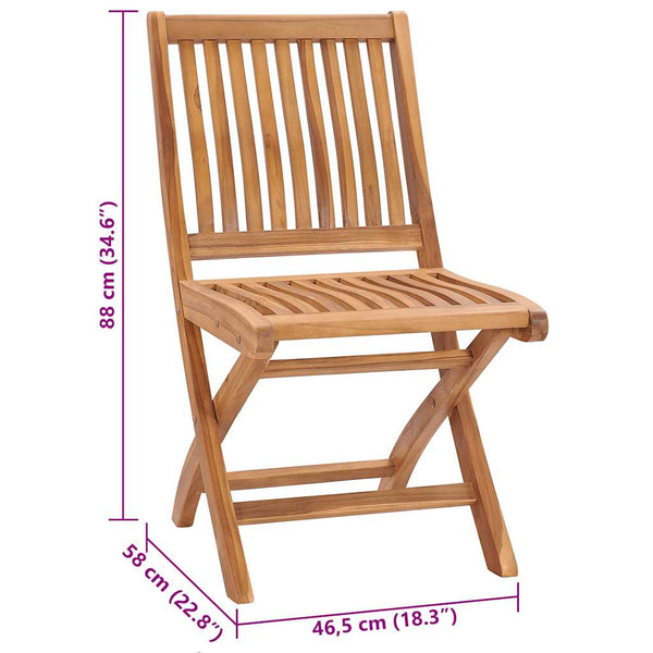 vidaXL Garden Chairs 2 pcs. with Wine Red Cushions Solid Teakwood