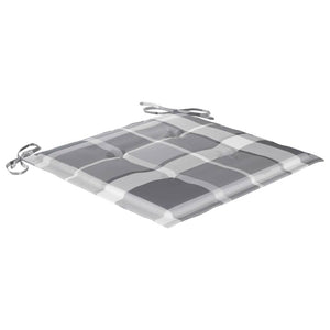 vidaXL Garden Chairs 2 pcs. Gray Plaid Cushions Solid Teak Wood