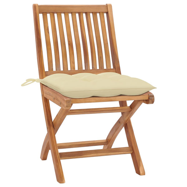 vidaXL Garden Chairs 2 pcs. with Cream White Cushions Solid Teak Wood