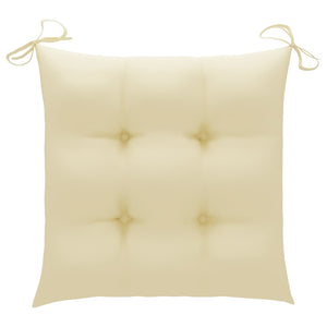 vidaXL Garden Chairs 2 pcs. with Cream White Cushions Solid Teak Wood