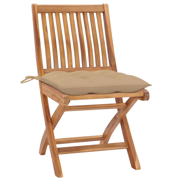 vidaXL Garden Chairs 2 pcs. with Beige Cushions Solid Teak Wood