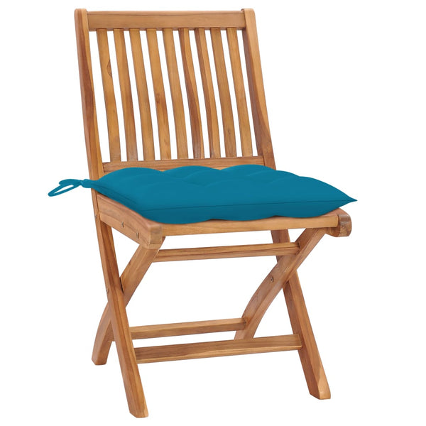 vidaXL Garden Chairs 2 pcs. with Light Blue Cushions Solid Teak Wood