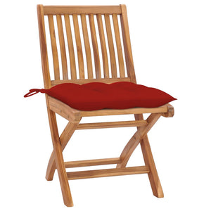 vidaXL Garden Chairs 2 pcs. with Red Cushions Solid Teak Wood