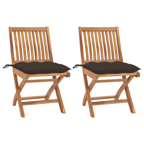 vidaXL Garden Chairs 2 pcs. with Taupe Cushions Solid Teak Wood