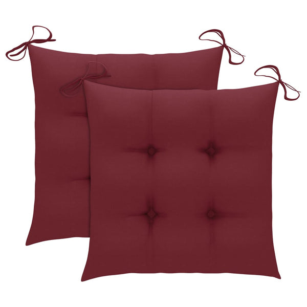 vidaXL Garden Chairs 2 pcs. with Wine Red Cushions Solid Teak Wood