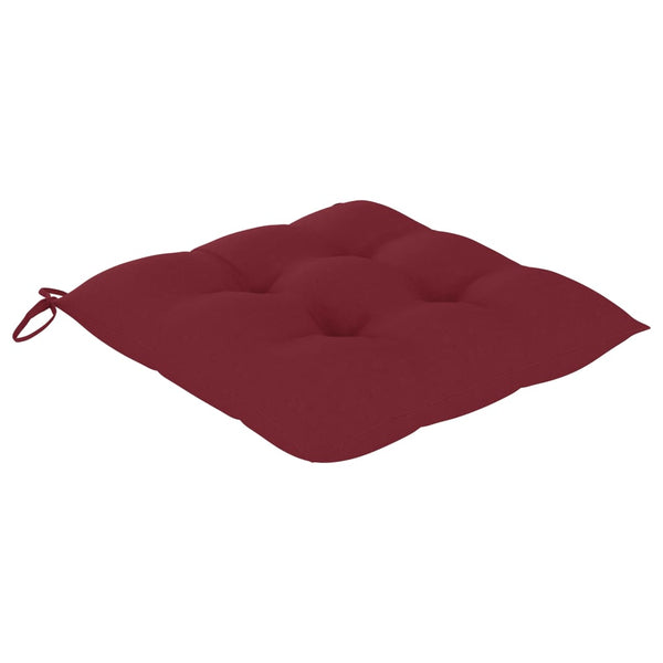 vidaXL Garden Chairs 2 pcs. with Wine Red Cushions Solid Teak Wood