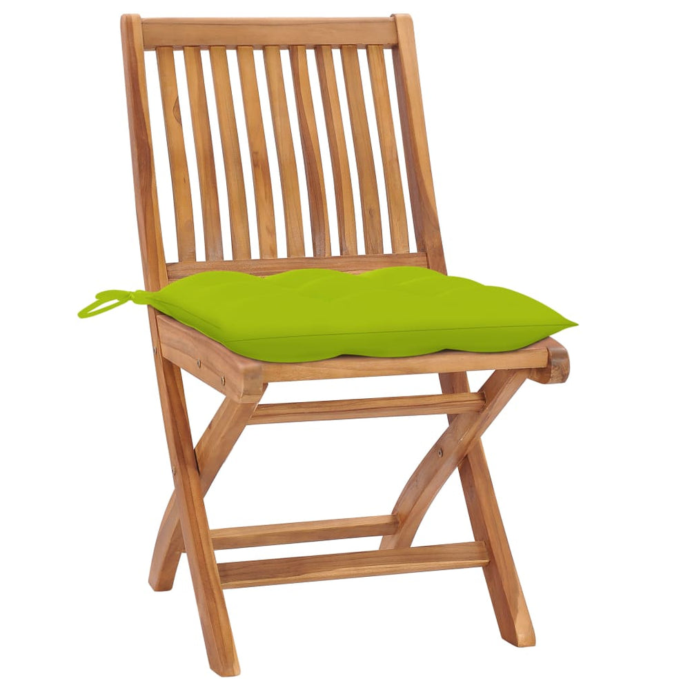 vidaXL Garden Chairs 2 pcs. with Light Green Cushions Solid Teak Wood