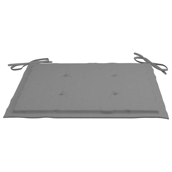 vidaXL Garden Chairs with Grey Cushions 2 pcs. Solid Teak Wood