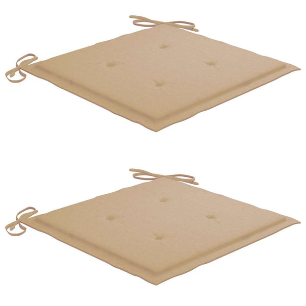 vidaXL Garden Chairs with Beige Cushions 2 pcs. Solid Teak Wood