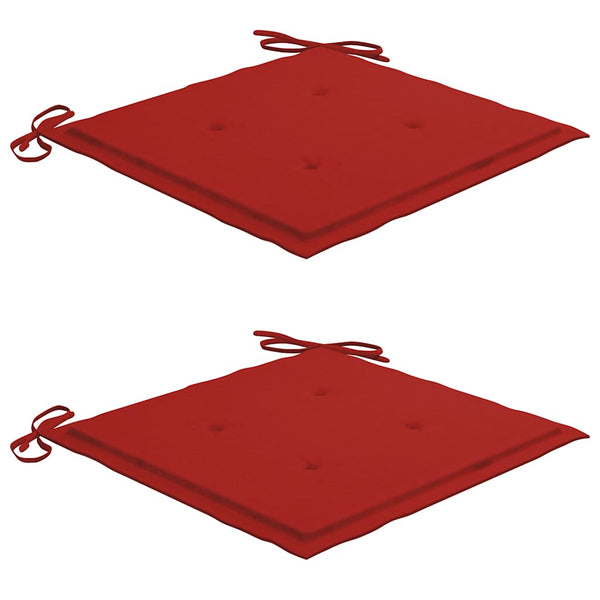 vidaXL Garden Chairs with Red Cushions 2 pcs. Solid Teak Wood