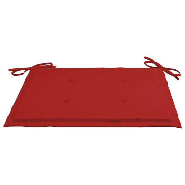 vidaXL Garden Chairs with Red Cushions 2 pcs. Solid Teak Wood