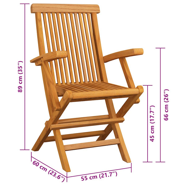 Gartenstühle mit Anthrazit Kissen 2 Stk. Massivholz Teak