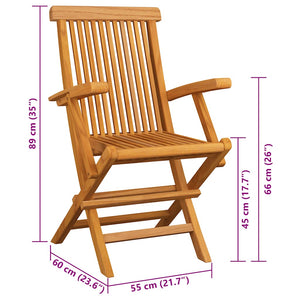 Gartenstühle mit Taupe Kissen 2 Stk. Massivholz Teak