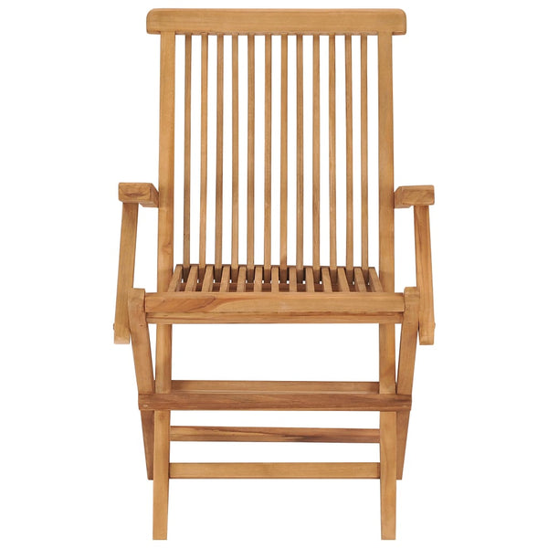 vidaXL Garden Chairs with Green Cushions 2 pcs. Solid Teak Wood