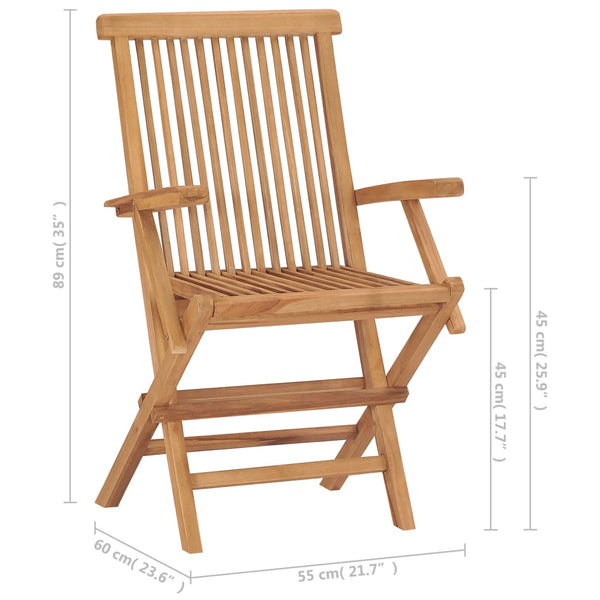 vidaXL Garden Chairs with Black Cushions 2 pcs. Solid Teak Wood
