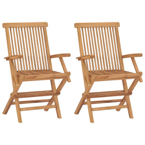 vidaXL Garden Chairs with Black Cushions 2 pcs. Solid Teak Wood