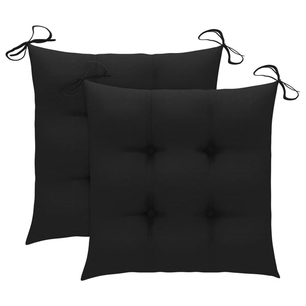 vidaXL Garden Chairs with Black Cushions 2 pcs. Solid Teak Wood