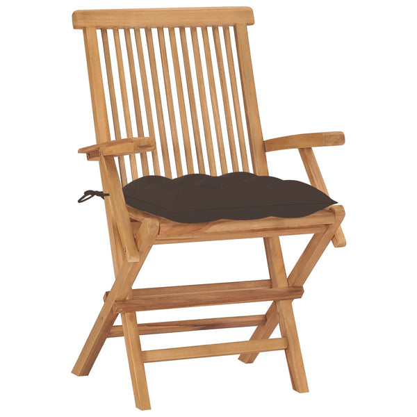 vidaXL Garden Chairs with Taupe Cushions 2 pcs Solid Teak Wood