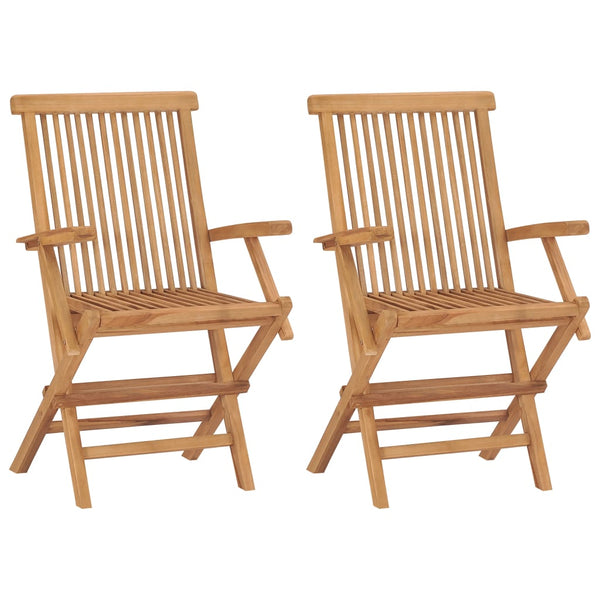 vidaXL Garden Chairs with Blue Cushions 2 pcs Solid Teak Wood