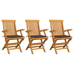 vidaXL Garden Chairs with Taupe Cushions 3 pcs. Solid Teak Wood